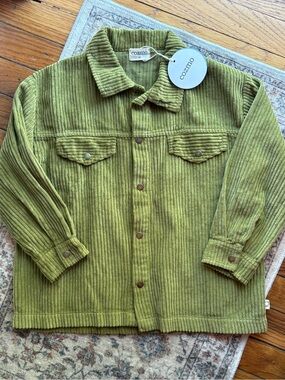 COZMO Organic Cotton Green Corduroy Kids Button Down Jacket NEW Size 5Y